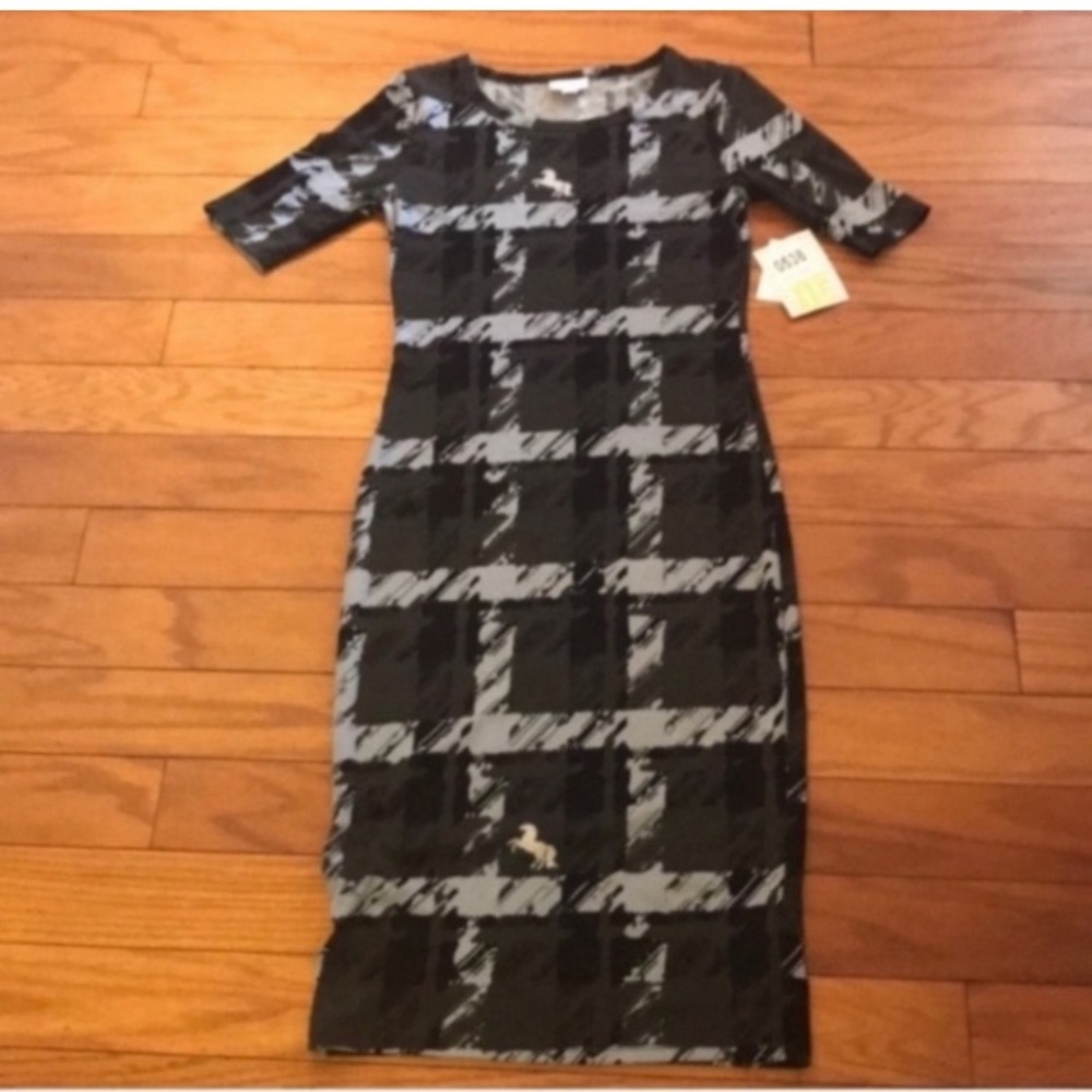 Lularoe Dress Womens XXS Black Printed Dress Unicorn Julia